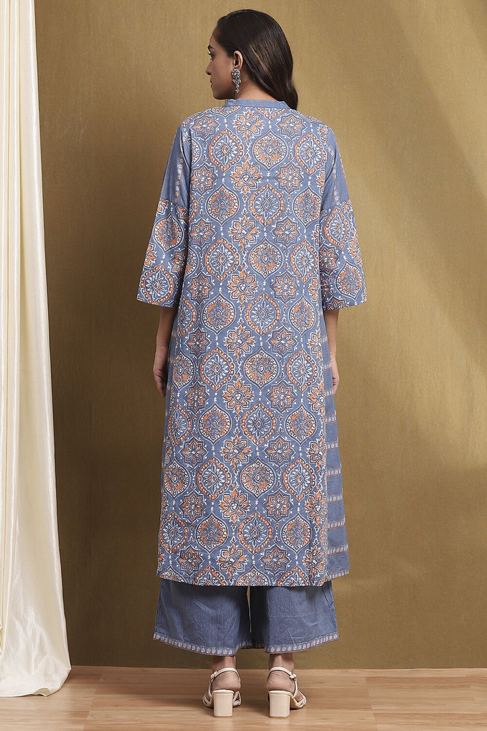 Purple Cotton Printed A-Line Suit Set image number 4