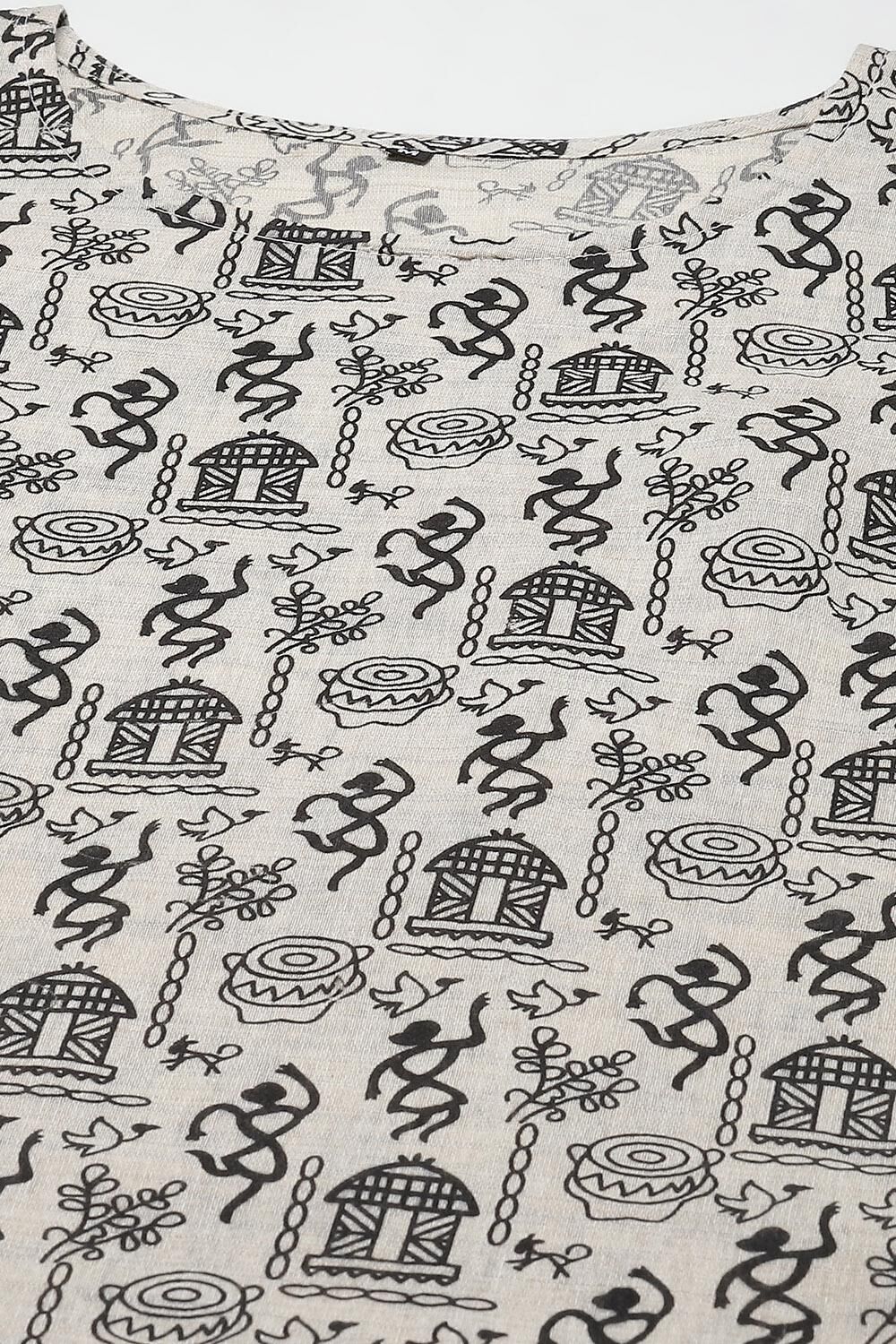 Off White Cotton Handloom Unstitched Suit Set image number 1