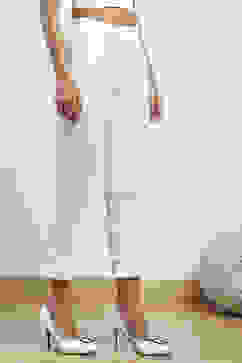 White Cotton Blend Narrow Pants image number 3