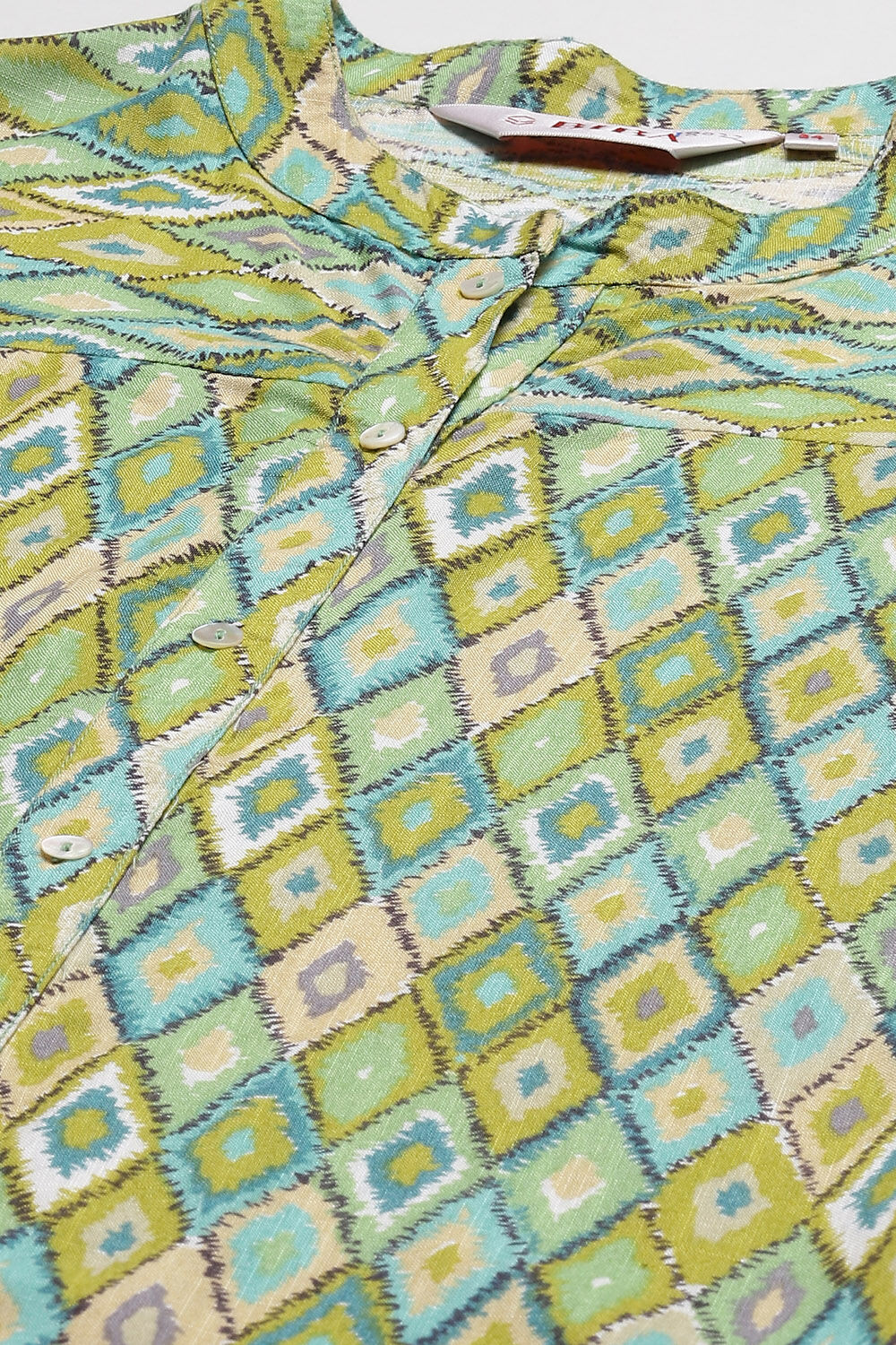 Green Rayon Straight Printed Kurta image number 1