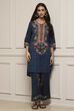 Blue Cotton Printed Straight Kurta Set image number 0
