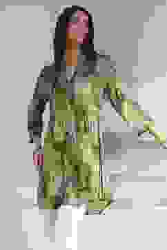 Olive Green Pleated Straight Short Kurta image number 5