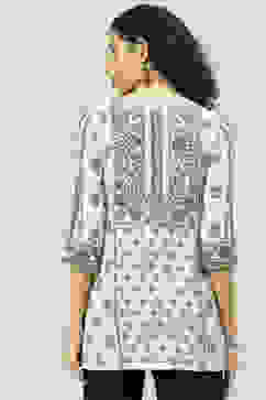 Ecru Art Silk Straight Printed Short Kurti image number 4