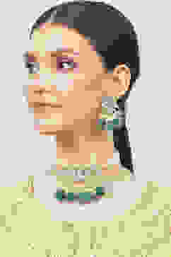 Dark Green Alloy Necklace Set image number 3