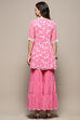 Pink Floral Embroidered A-Line Suit Set image number 5