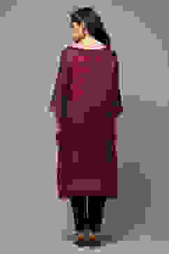 Red Viscose A-Line Printed Kurta image number 2