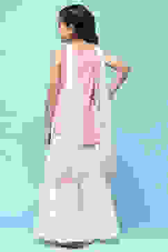 Pink Lehriya Cotton Kurta With Sharara & Net Dupatta image number 5