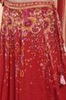 Red Viscose Rayon Printed Kalidar Lehenga Set image number 2