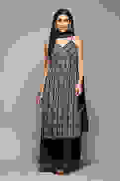 Indigo Cotton Straight Printed Kurta Sharara Suit Set image number 7