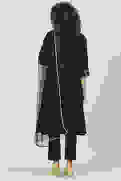 Black Art Silk Anarkali Kurta Pants Suit Set image number 4