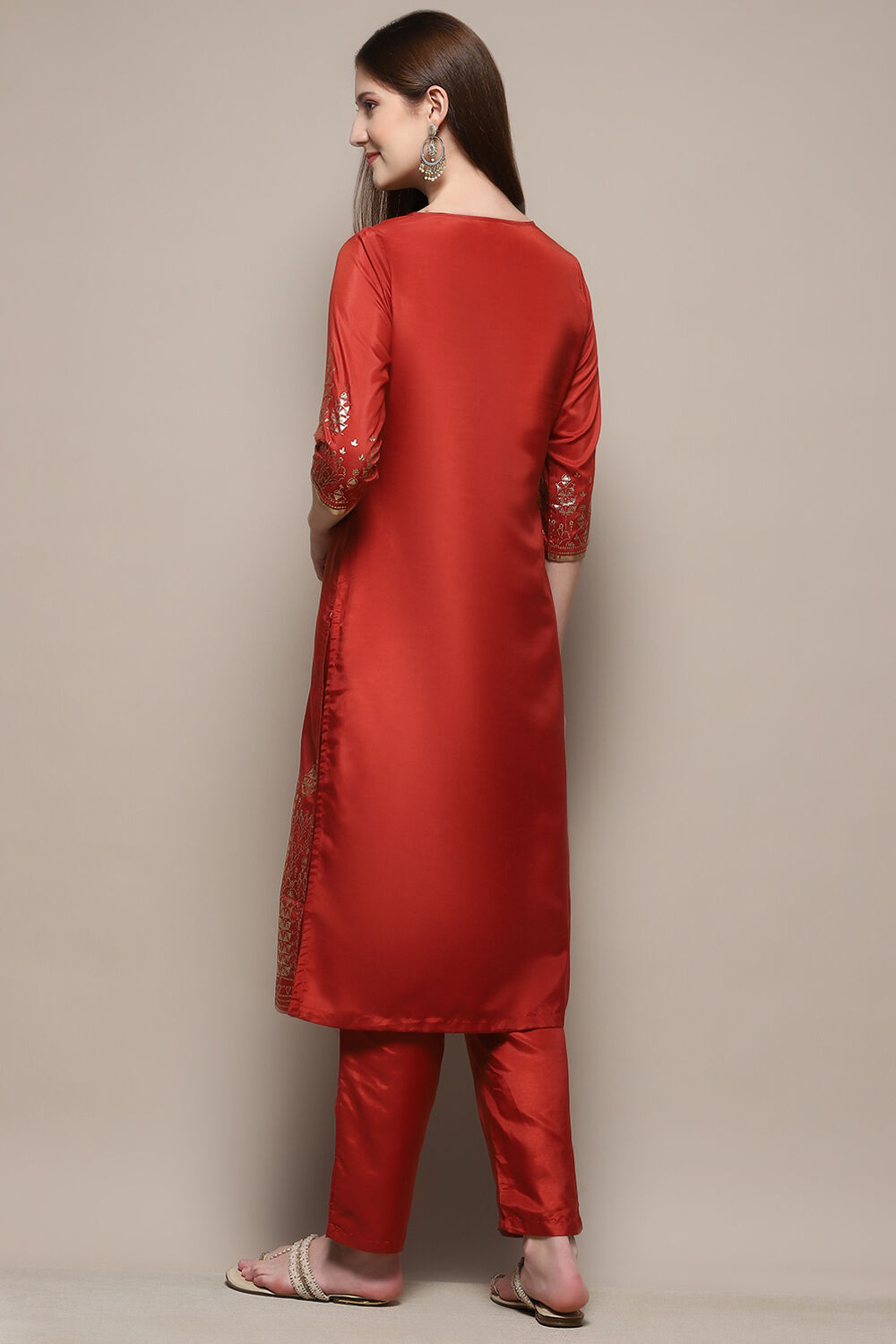 Teal Viscose Straight Kurta Regular Pants Suit Set image number 5