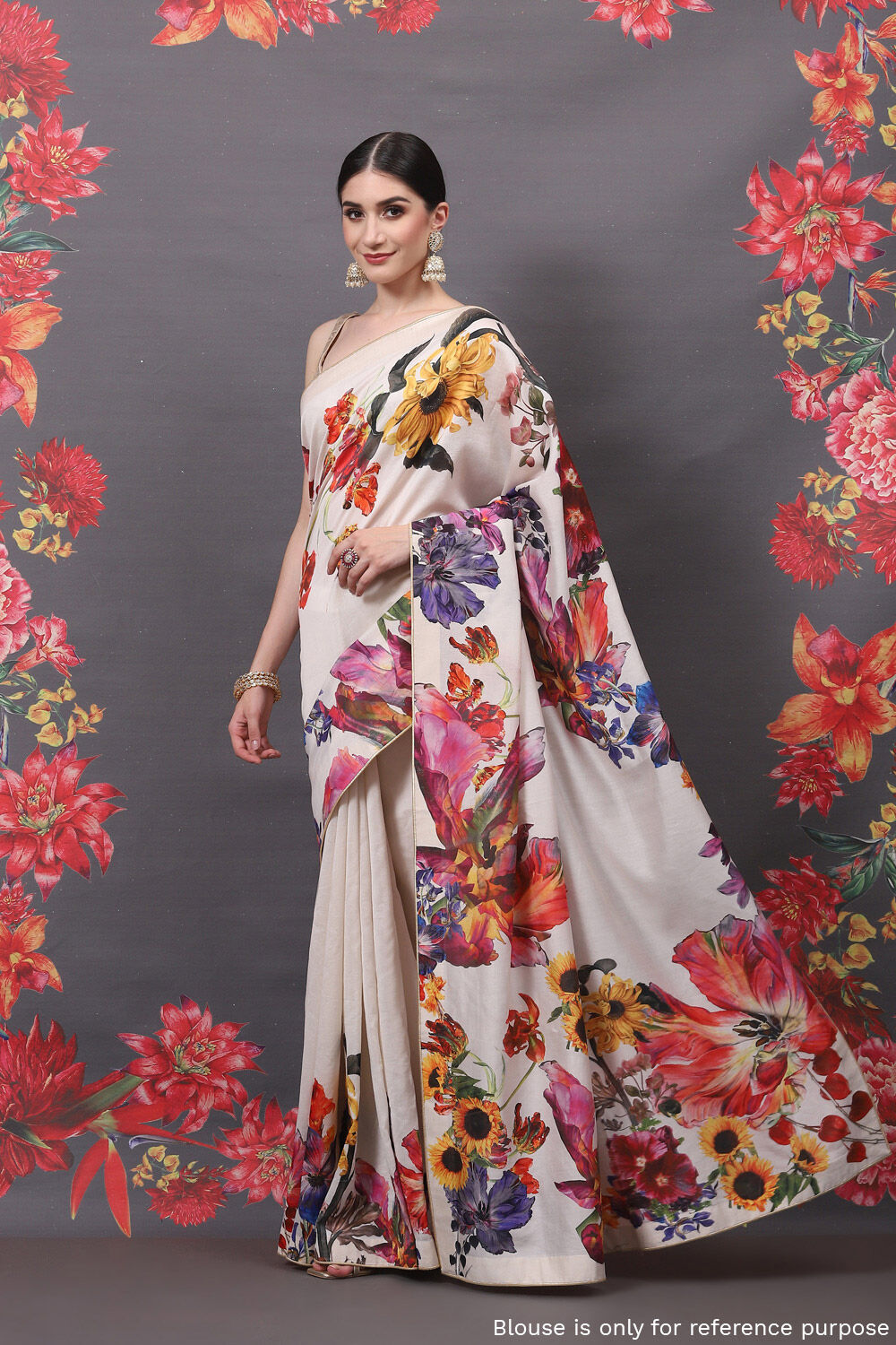 Rohit Bal Indigo Cotton Silk Printed Saree image number 1