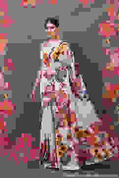 Rohit Bal Off White Cotton Silk Printed Saree image number 1