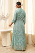 Blue Embroidered Anarkali Lehenga Set image number 4