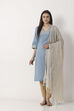 White Cotton Khadi Solid Tasseled Dupatta image number 0