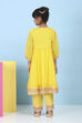 Yellow Cotton Embroidered Kalidar Suit Set image number 4