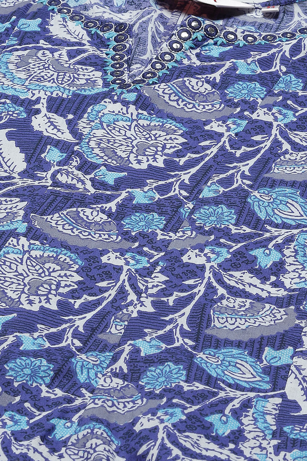 Blue Cotton Kalidar Kurta Churidar Suit Set image number 1