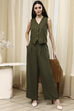 Beige Viscose Floral Embroidered Fusion Set image number 7
