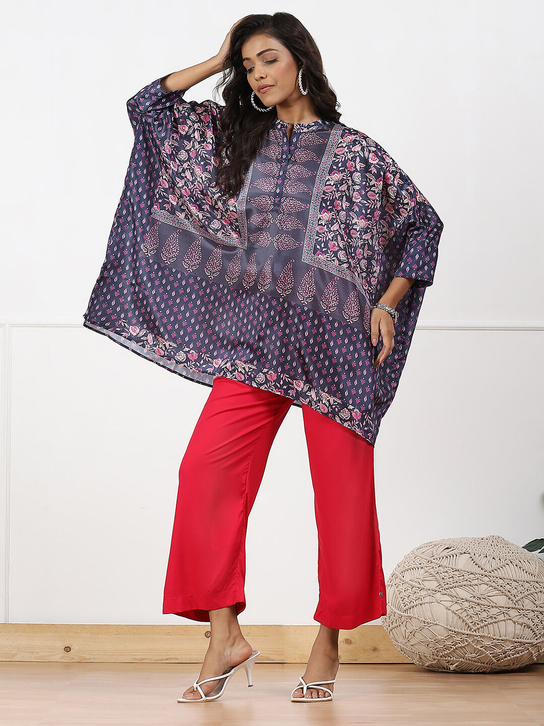 Navy Rayon Palazzo Pants image number 0