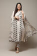 Off White Cotton Handloom Unstitched Suit Set image number 1