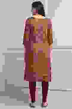 Beige Viscose Rayon Straight Kurta Pants Set image number 4