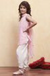 Pink and White Cotton Printed Straight Suit Set image number 3
