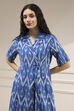 Blue Cotton Flared Yarndyed Dress image number 1