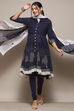Turquoise Cotton Anarkali Solid Kurta Churidar Suit Set image number 0