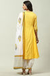 Yellow Cotton Flared Kalidar Kurta Slim Pant Suit Set image number 7