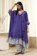 Blue Printed Kaftan-Style Kurta Set image number 0