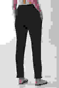 Black Solid Cotton Lycra Straight Pants image number 5