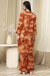 Orange Printed Straight Co-ord Set image number 4