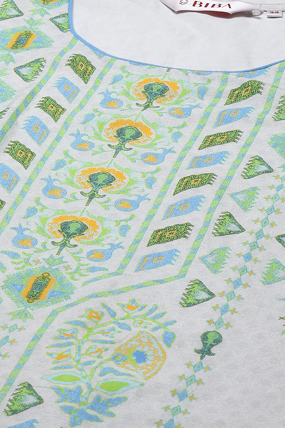 Blue Cotton Straight Printed Kurta image number 1