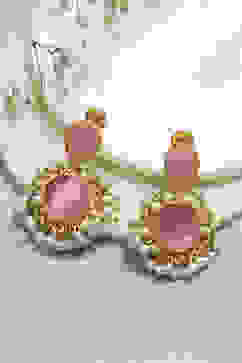 Pink Brass Earrings image number 0