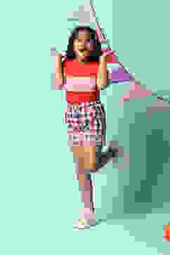 Red & Blue Cotton Shorts image number 0