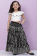 White And Black Art Silk Flared Lehenga