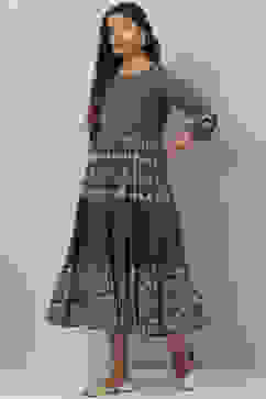 Indigo Cotton Flared Dress image number 2