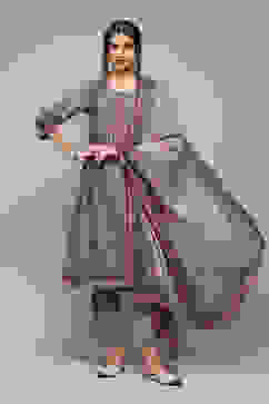 Sap Green Cotton Straight Kurta Slim Pants Suit Set image number 1