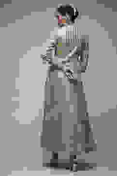 Gold Nylon Flared Cocktail Gown image number 2