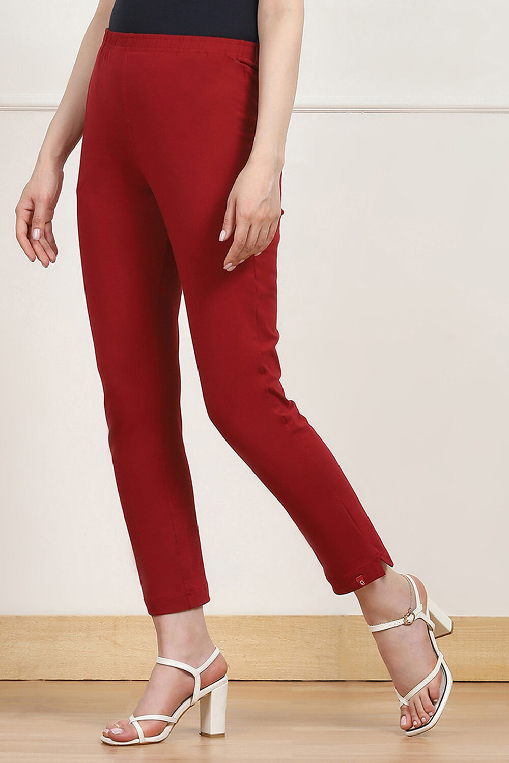 White Cotton Blend Pants image number 2