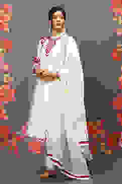 Rohit Bal Off White Cotton Blend Straight Kurta Suit Set image number 5