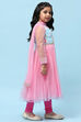 Pink Net Anarkali Kurta and Churidar Suit Set image number 6