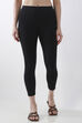 Maroon Cotton Lycra Solid Fitted Cropped Leggings image number 4