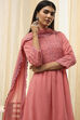 Pink Embroidered Flared Suit Set image number 1