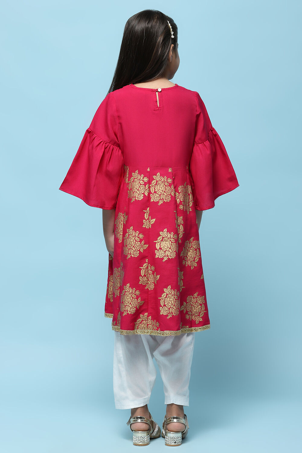 Pink Cotton Short Kurti image number 4