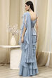 Ice Blue Peplum Pre-Draped Saree image number 4