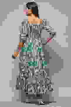 Green Cotton Tiered Dress image number 4