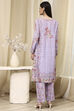 Purple Modal Blend Straight Suit Set image number 4