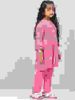 Pink Rayon Kalidar Printed Kurta Set image number 5