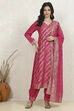 Pink Cotton Printed Embroidered Unstitched Suit Set image number 7
